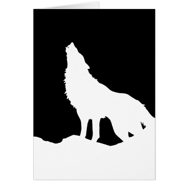 Silhouette de Lobo de Arte Pop Blanco y Negro (Frente)