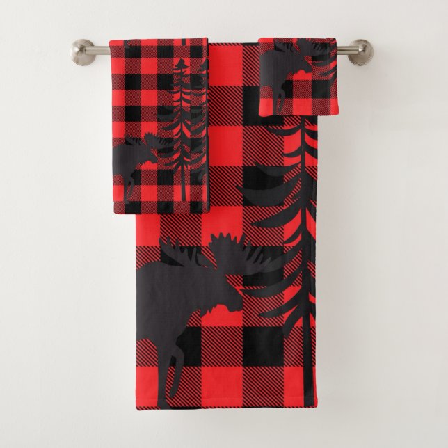 Silhouette de Moose roja plaid (In situ)