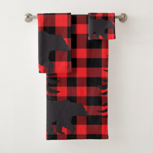 Silhouette de oso negro trenzado rojo