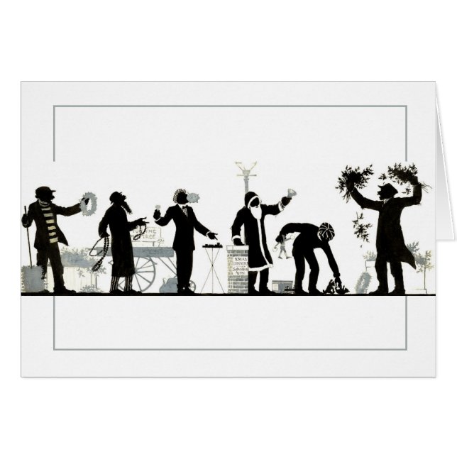 Silhouette de un mercado callejero de Navidades (Anverso (Horizontal))