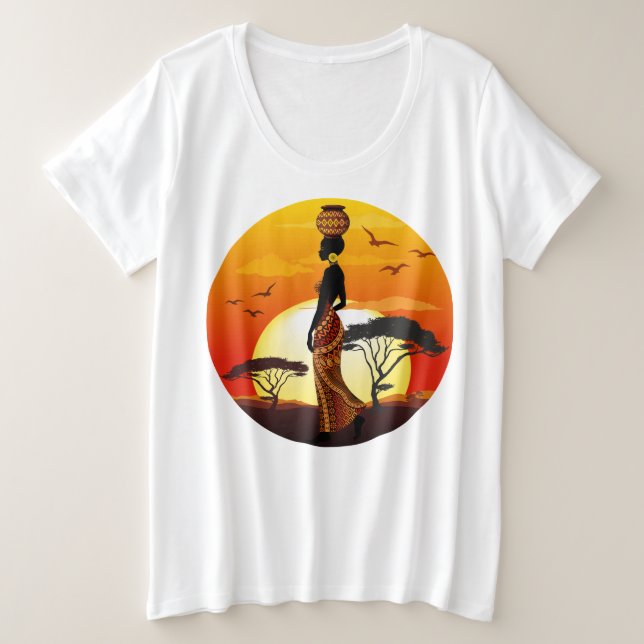 Silhouette de una bella mujer africana sobre los S (Anverso del diseño)