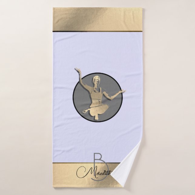 Silhouette de yogui dorado (Toalla de baño)