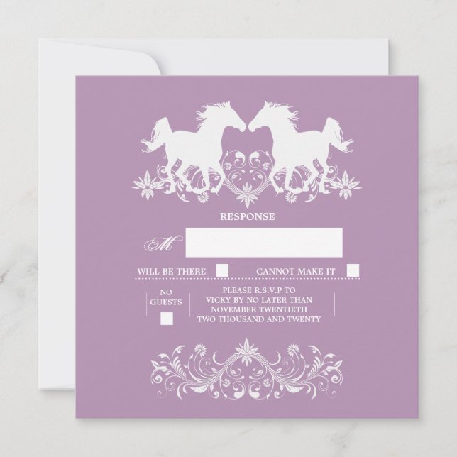 Silhouette moderna de caballos giratorios florales (Anverso)