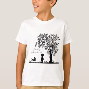 Silhouette negra corriendo la camiseta de Dachshun