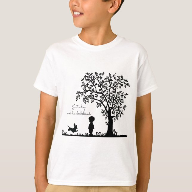 Silhouette negra corriendo la camiseta de Dachshun (Anverso)