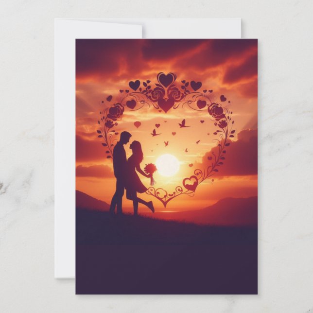 Silhouette Romántica Pareja Contra Un Hermoso Sol (Anverso)
