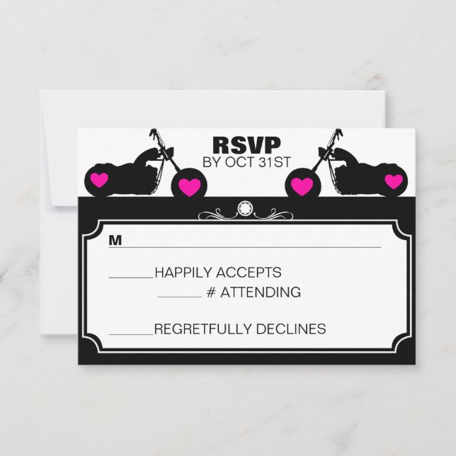 Silhouette rsvp para motociclista blanco y negro (Anverso)
