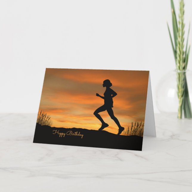 Silhouette Runner con tarjeta de cumpleaños Sunset (Anverso)