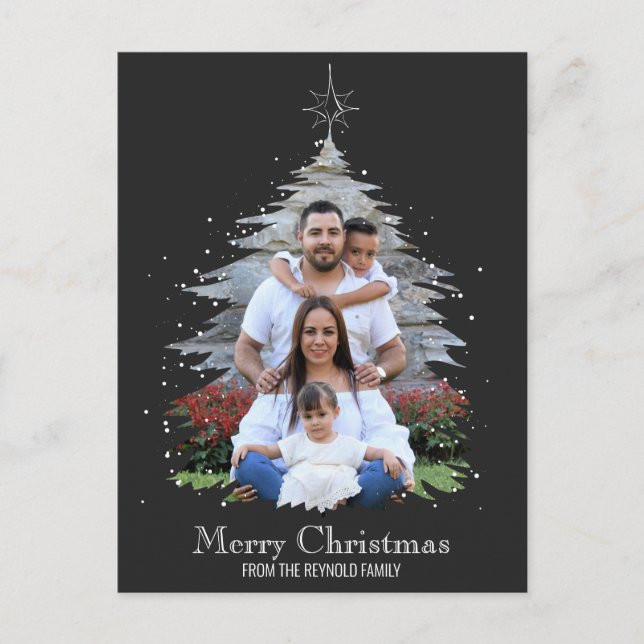 Silhouette, un árbol de navidad de moda, foto gris (Anverso)