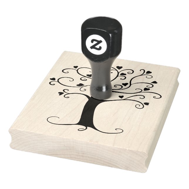 Silhouettes de árbol cardíaco, sello de goma de 4" (Sello)