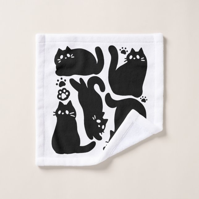 Silhouettes de gato negro - Diseño felino lindo (Toallita)