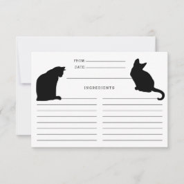 Silhouettes de gato Tarjetas de recetas en blanco 