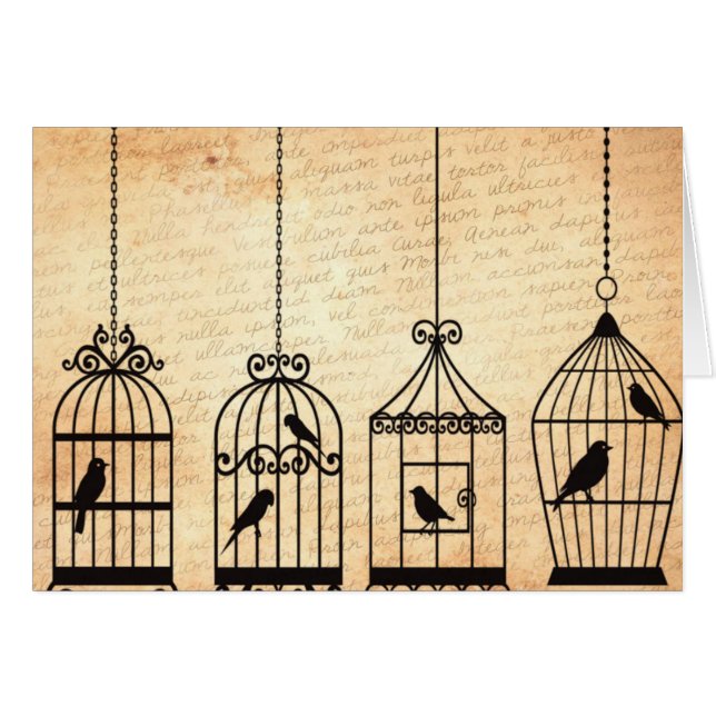Silhouettes de la jaula de aves (Anverso (Horizontal))