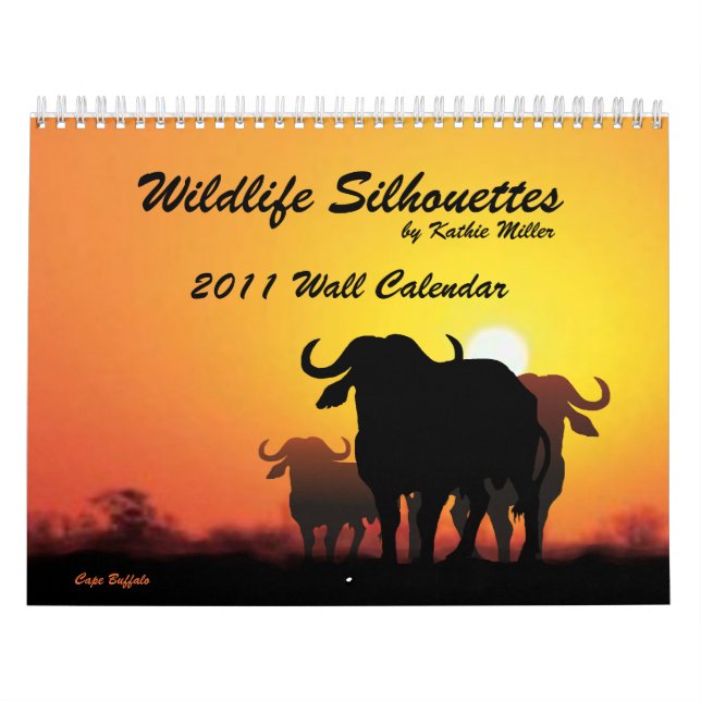 Silhouettes de vida silvestre calendario de pared  (Tapa)