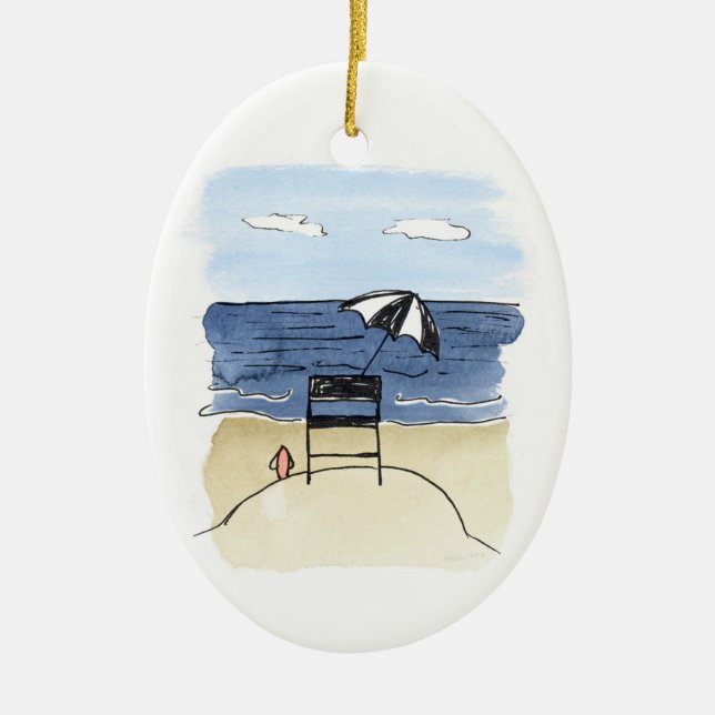 Silla del salvavidas en el ornamento de la playa (Frente)