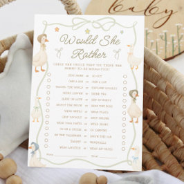 Silly Goose Baby Shower Prefiere Tarjeta De Juego