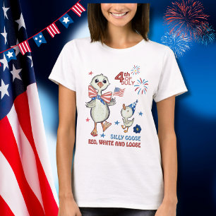 Silly Goose con bandera y reverencia camiseta del 