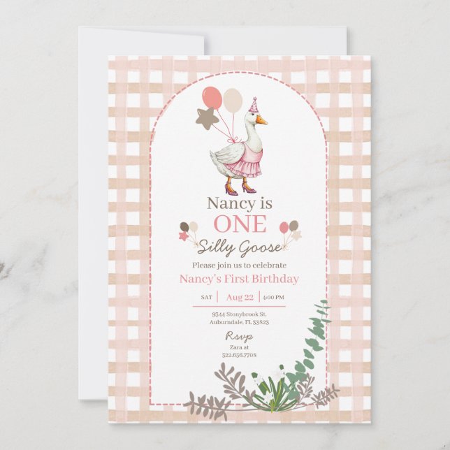 Silly Goose Cualquier Edad Cumpleaños Invitación B (Anverso)