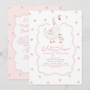 Silly Goose Elegante Invitación de Baby Shower Ros