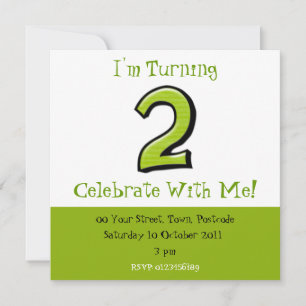 Silly Números 2 Invitación de cumpleaños verde