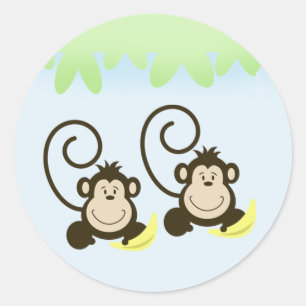 SILLY TWIN MONKEYS Sellos para sobres - Azul