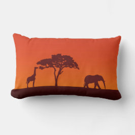 Silueta africana del safari - almohada lumbar