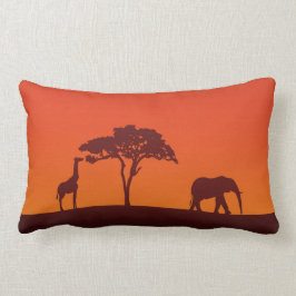 Silueta africana del safari - almohada lumbar