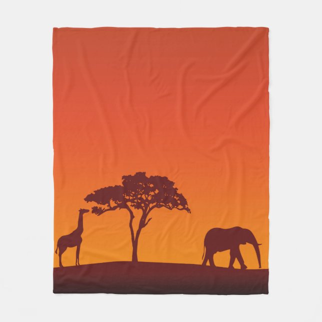 Silueta africana del safari - manta del paño (Anverso)