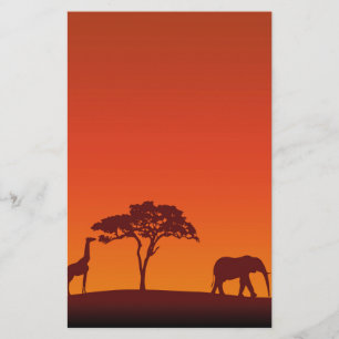 Silueta africana del safari - papel con membrete