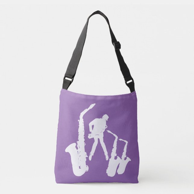 Silueta blanca Jazzman 2 Bolsa de jazz sax 2 (Anverso)
