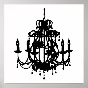 Silueta candelabro arte de pared poster impresión
