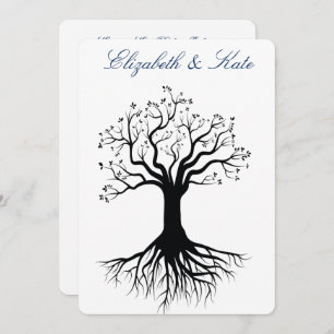 Silueta de árbol de invitación de bodas, bosque, P