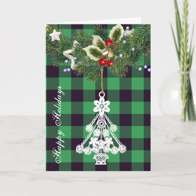 Silueta de árbol de navidad de búfalo verde (Anverso)