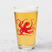 Silueta de arte octopus de vector rojo simple