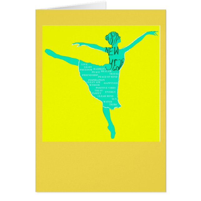 Silueta de bailarina de ballet Notecard Happy New  (Frente)
