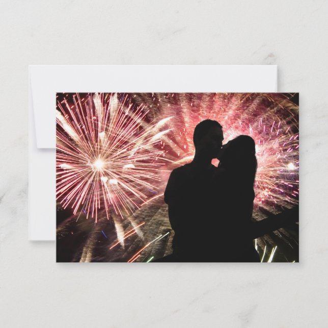 Silueta de besar a parejas de fuegos artificiales (Anverso)