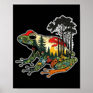 Silueta de bosque de ranas Arte de la naturaleza B