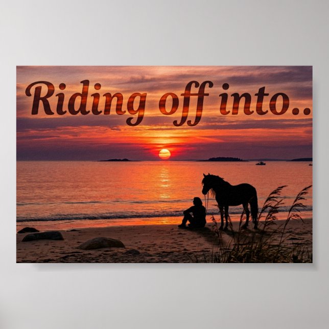 Silueta de Caballo al Atardecer - Impresión Artíst (Frente)