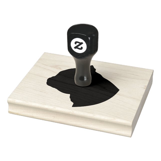 Silueta de cabeza de bulldog, sello de goma de 4"  (Sello)