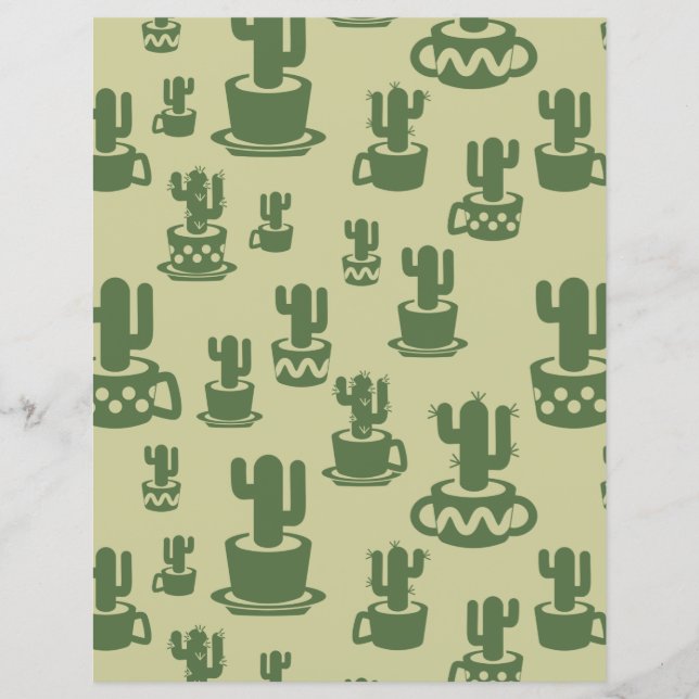 Silueta de cactus suculenta en tazas Hoja de papel (Anverso)