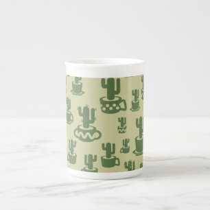 Silueta de cactus suculenta en tazas y macetas