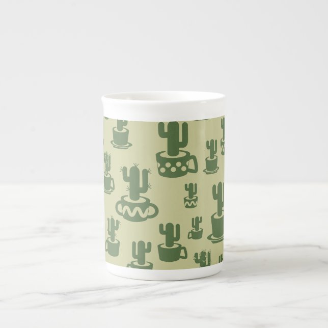 Silueta de cactus suculenta en tazas y macetas (Frente)