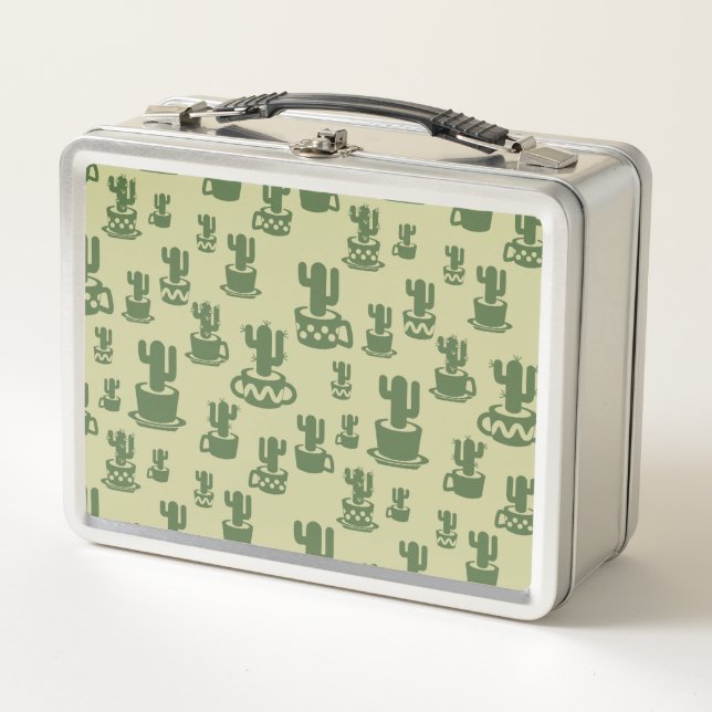 Silueta de cactus suculenta en tazas y macetas (Anverso)