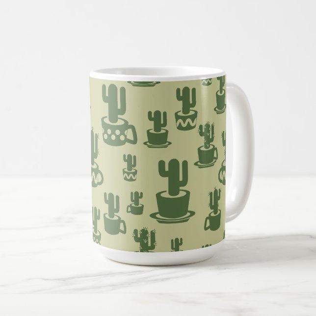 Silueta de cactus suculenta en tazas y macetas (Anverso derecho)