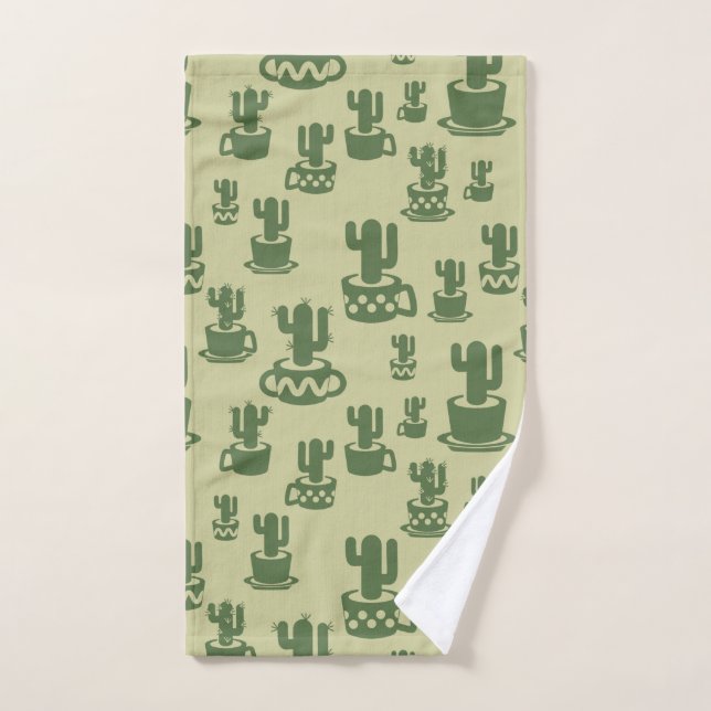 Silueta de cactus suculenta en tazas y macetas (Toalla de mano)