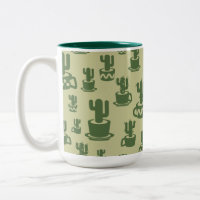 Silueta de cactus suculenta en tazas y macetas