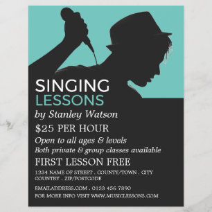 Silueta de cantante, publicidad de lecciones vocal