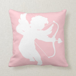 Silueta de cupido sobre Cojín decorativo rosado