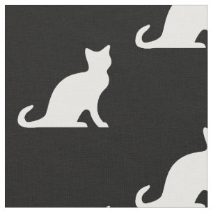 Silueta de gato blanco y negro, tela textil