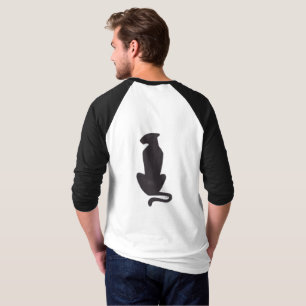 Silueta de gato negro hombres camisa de raglan neg